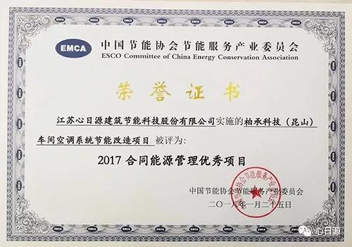 空調(diào)節(jié)能改造獲獎證書